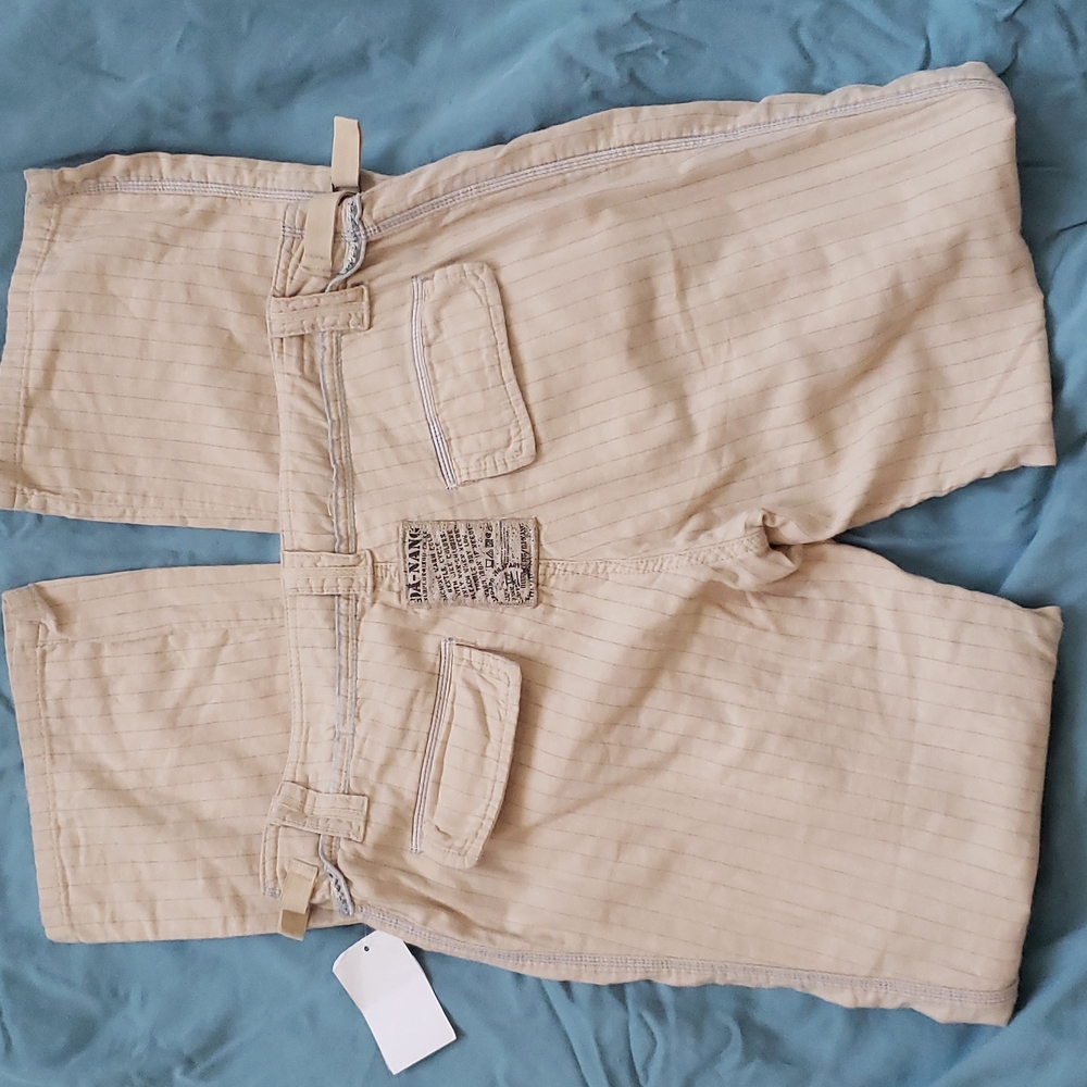 Beige Striped Women's Pants